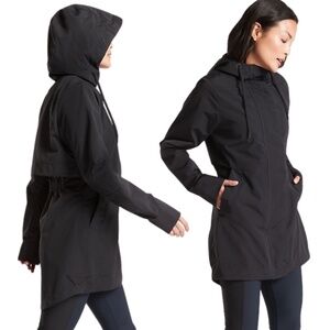 New Athleta Forecast Rain Shell Jacket Coat Black Large NWT